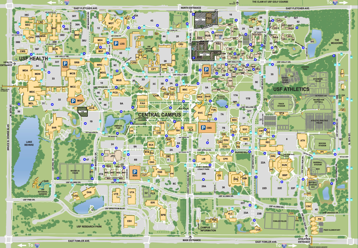 University Of South Florida Campus Map United States Map